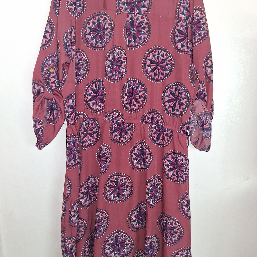 Pink Patterned Button-Up Dress - Picture 3 of 3